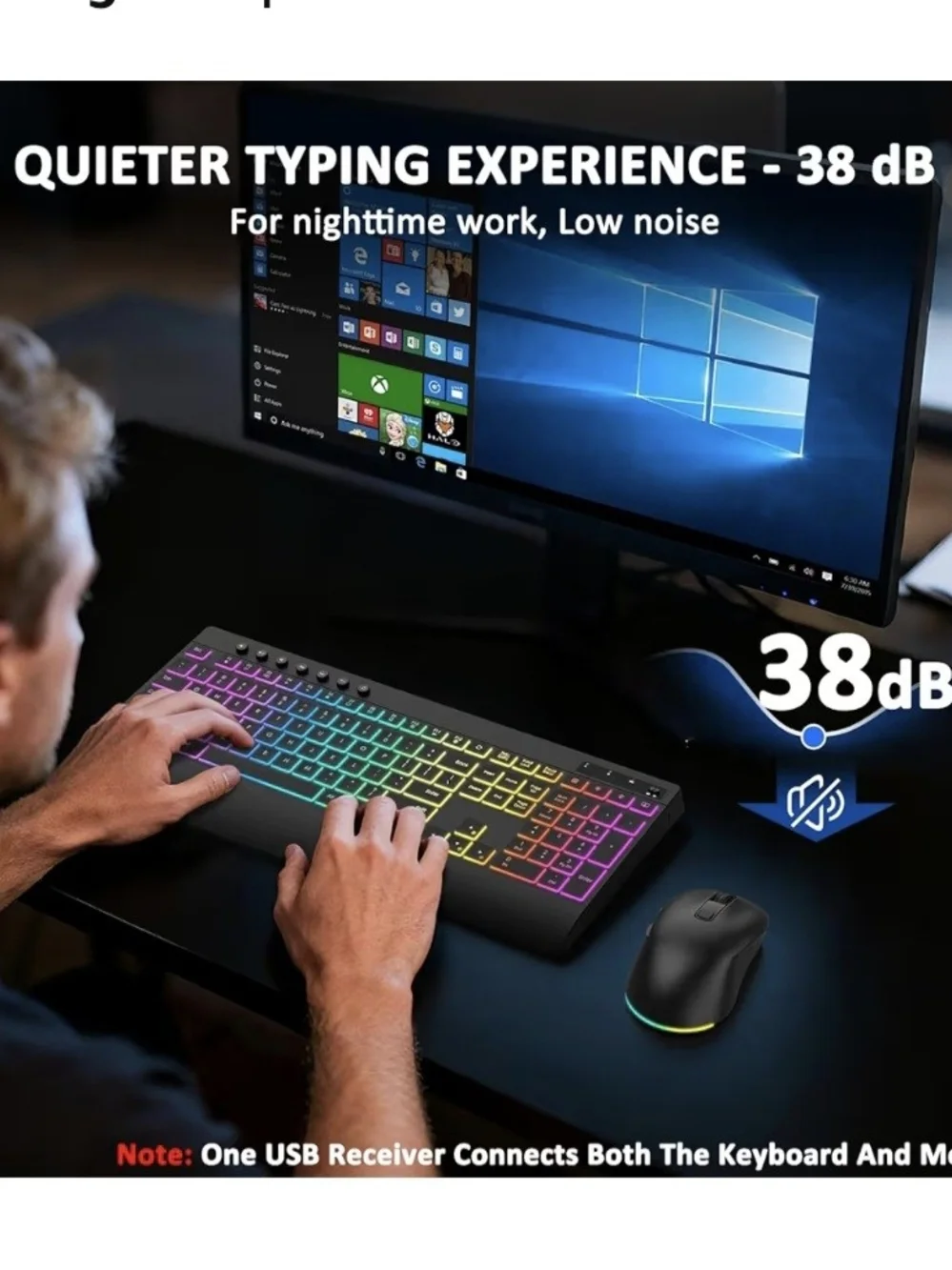RGB Backlit Wireless Keyboard and Mouse Combo - Black